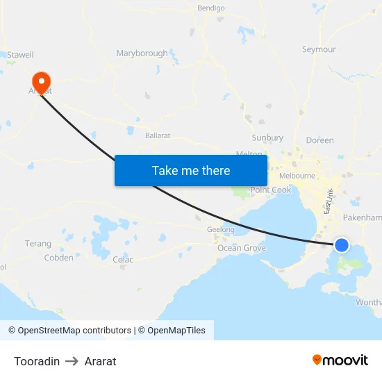 Tooradin to Ararat map