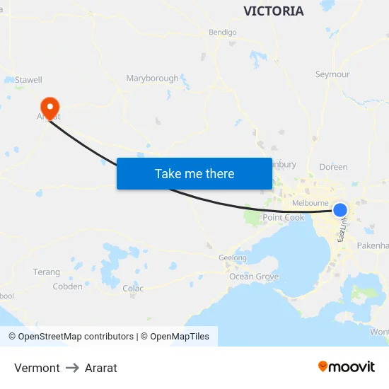 Vermont to Ararat map