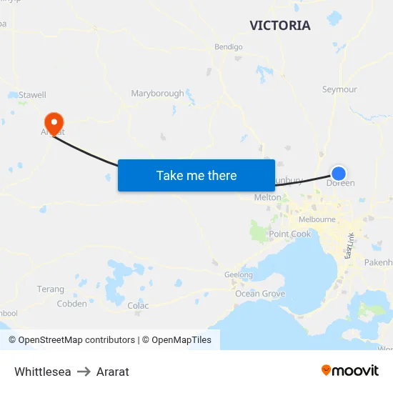 Whittlesea to Ararat map