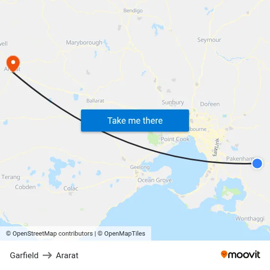 Garfield to Ararat map