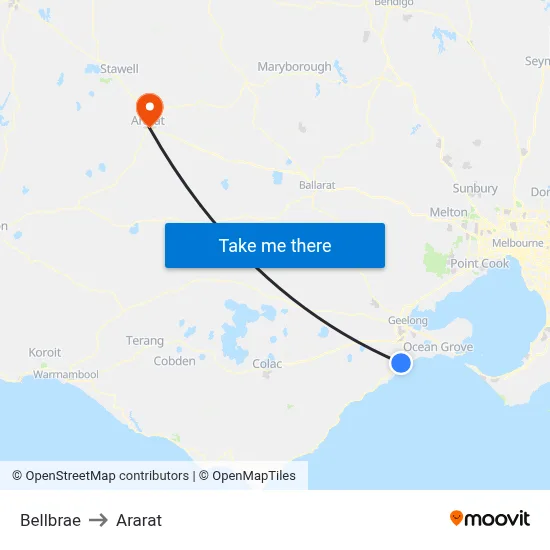 Bellbrae to Ararat map