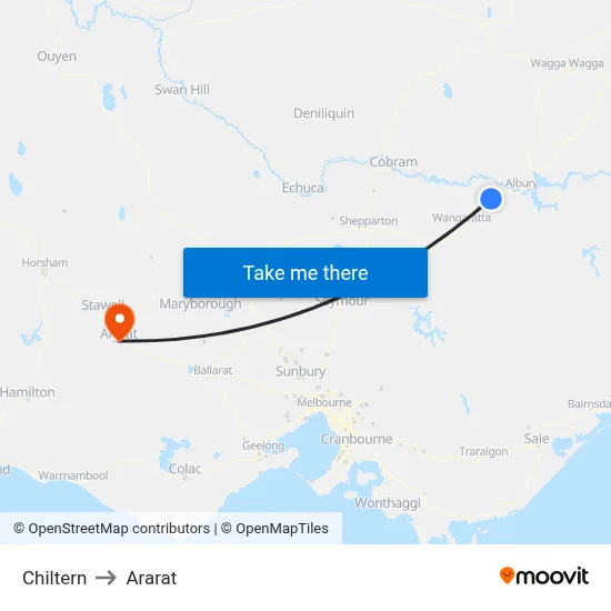 Chiltern to Ararat map