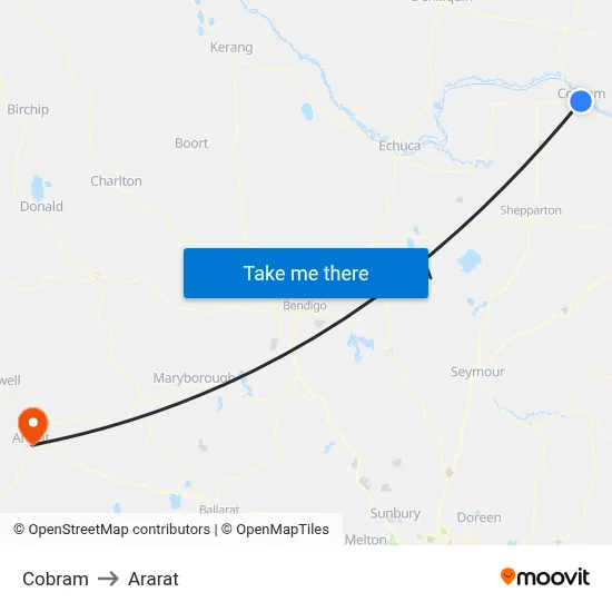 Cobram to Ararat map