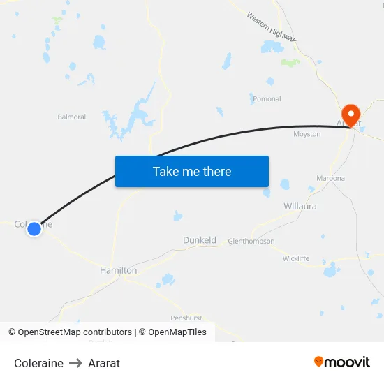 Coleraine to Ararat map