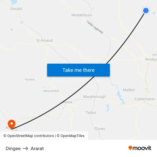 Dingee to Ararat map
