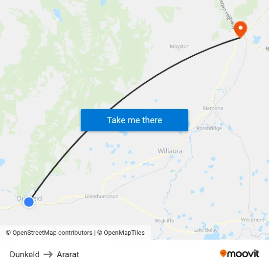 Dunkeld to Ararat map