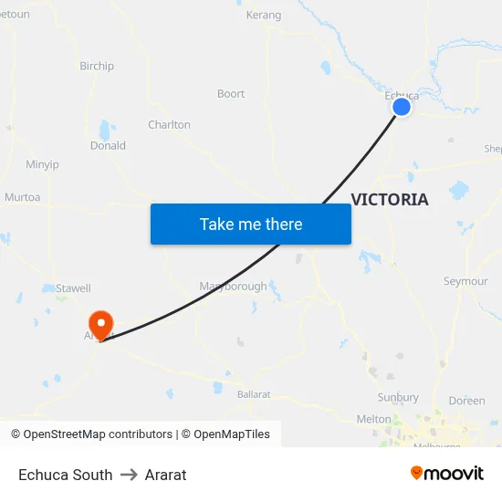 Echuca South to Ararat map