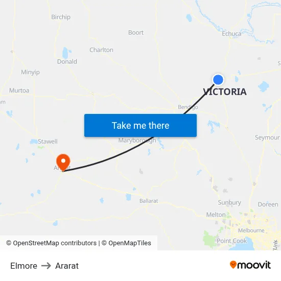Elmore to Ararat map