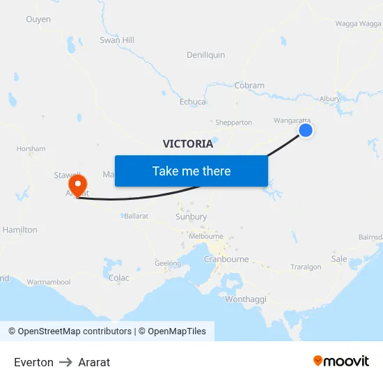 Everton to Ararat map