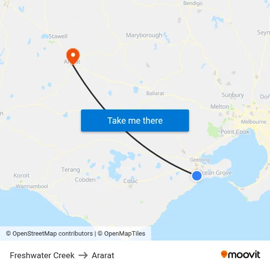 Freshwater Creek to Ararat map