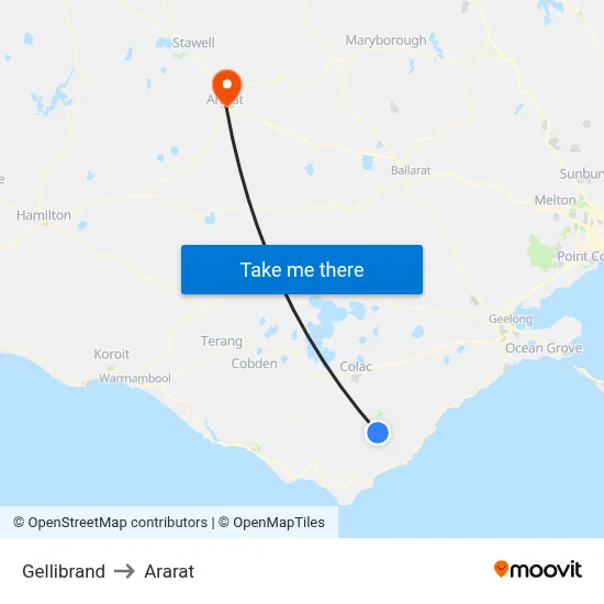 Gellibrand to Ararat map