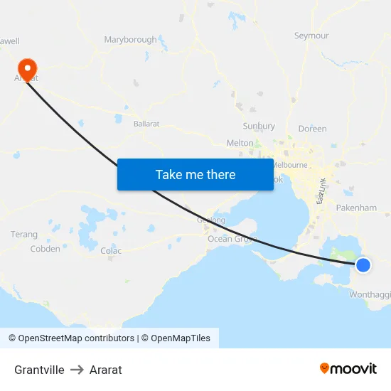 Grantville to Ararat map