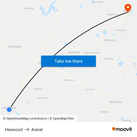 Heywood to Ararat map