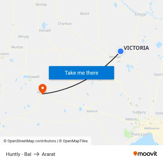 Huntly - Bal to Ararat map
