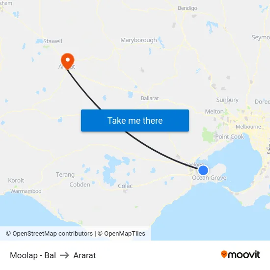 Moolap - Bal to Ararat map