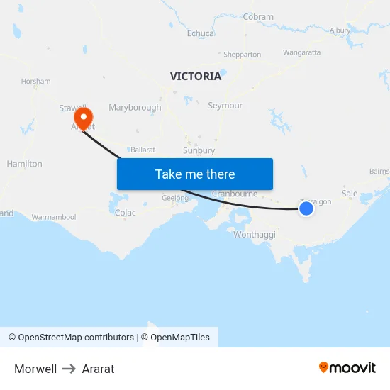 Morwell to Ararat map