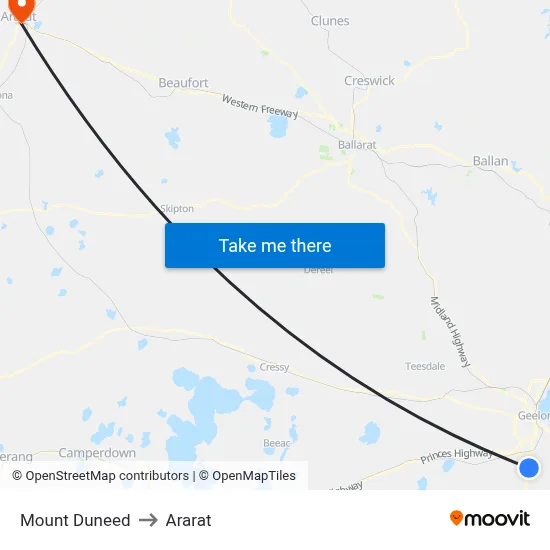 Mount Duneed to Ararat map