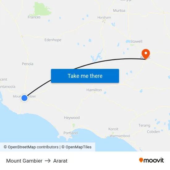 Mount Gambier to Ararat map