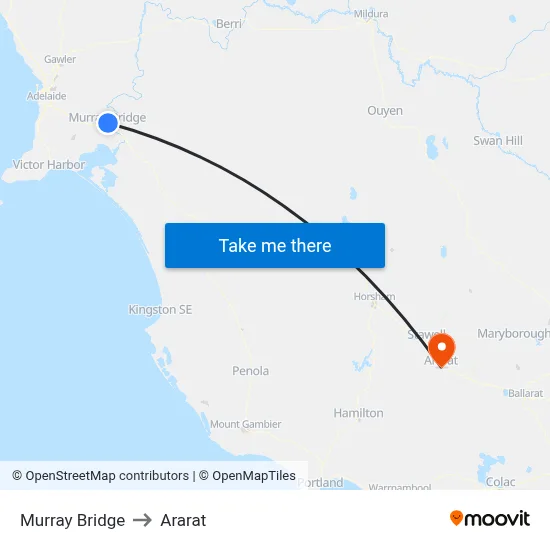 Murray Bridge to Ararat map
