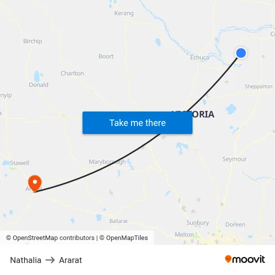 Nathalia to Ararat map