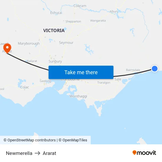 Newmerella to Ararat map