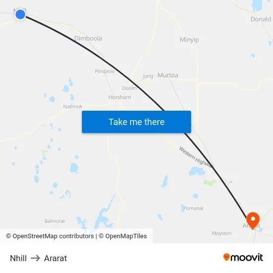 Nhill to Ararat map