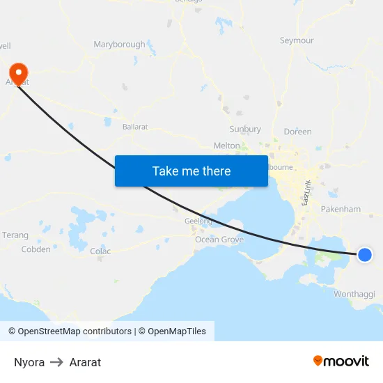 Nyora to Ararat map