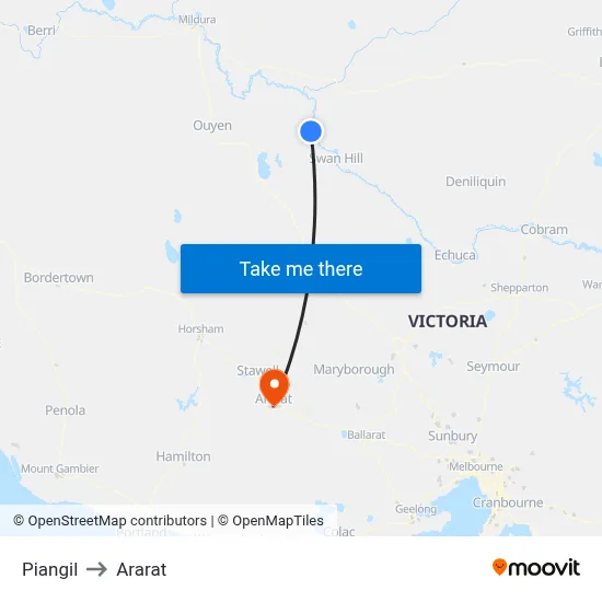 Piangil to Ararat map