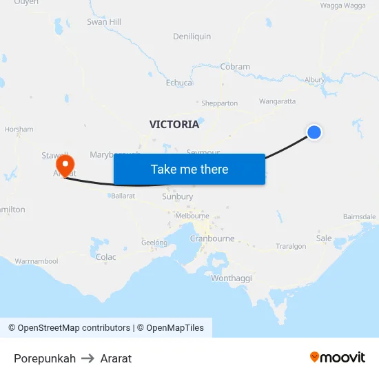 Porepunkah to Ararat map