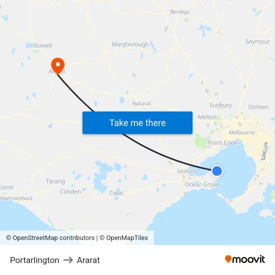 Portarlington to Ararat map
