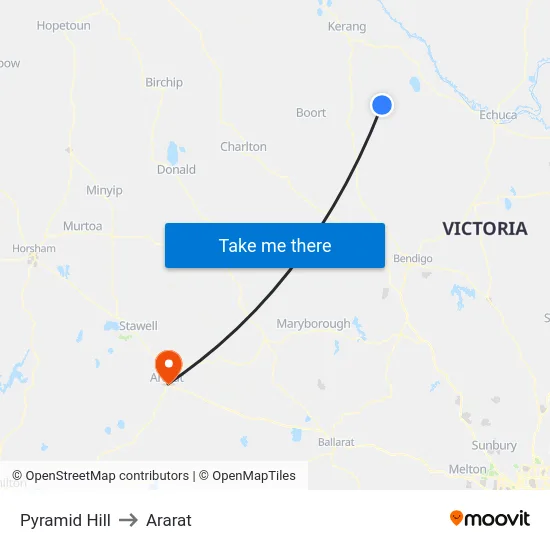 Pyramid Hill to Ararat map