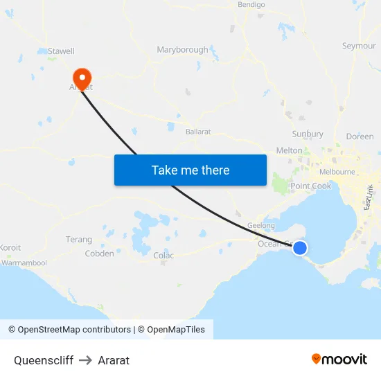 Queenscliff to Ararat map