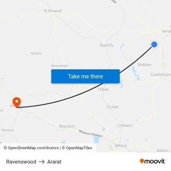Ravenswood to Ararat map