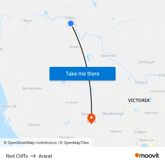 Red Cliffs to Ararat map