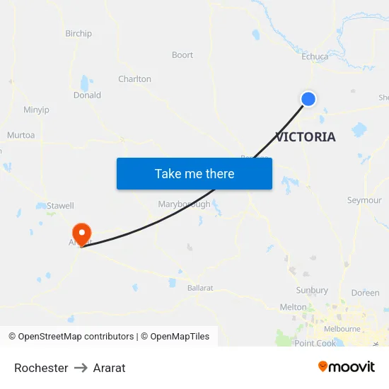 Rochester to Ararat map