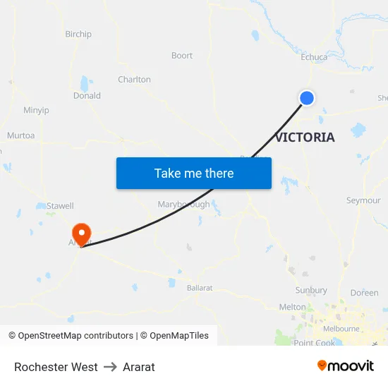 Rochester West to Ararat map