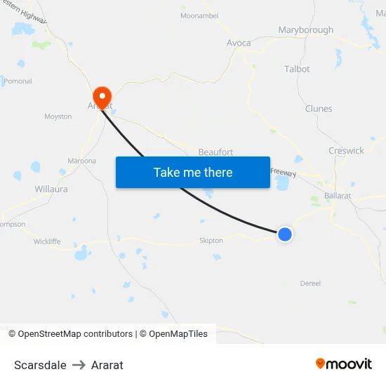 Scarsdale to Ararat map