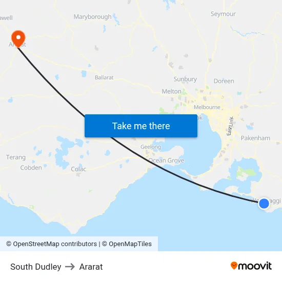 South Dudley to Ararat map