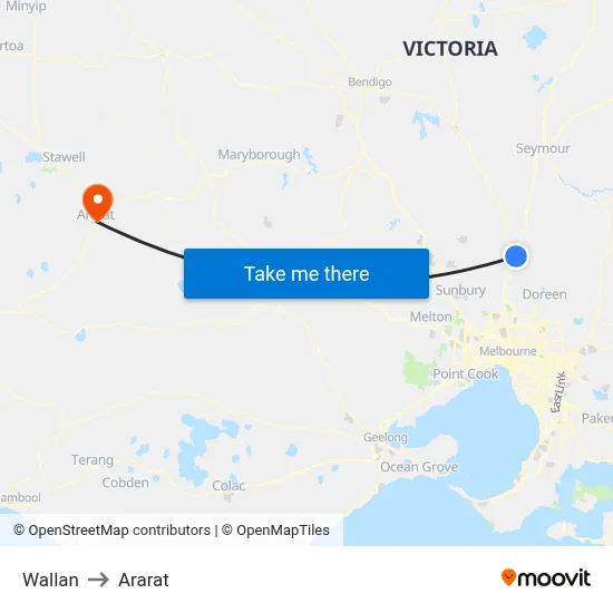 Wallan to Ararat map