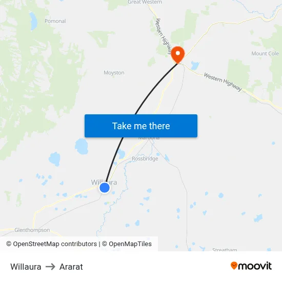Willaura to Ararat map