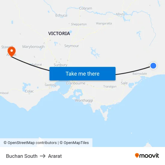 Buchan South to Ararat map