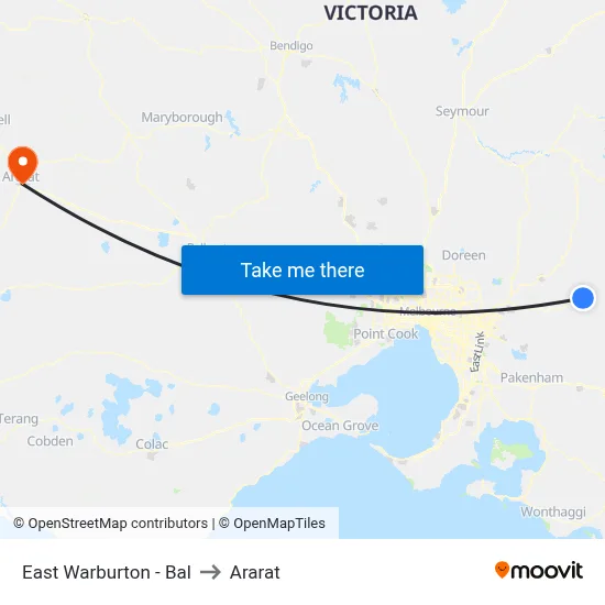 East Warburton - Bal to Ararat map