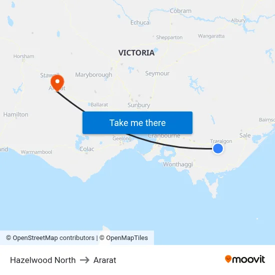 Hazelwood North to Ararat map