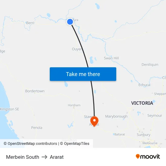 Merbein South to Ararat map