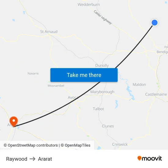 Raywood to Ararat map