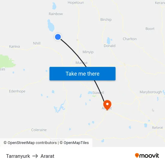 Tarranyurk to Ararat map