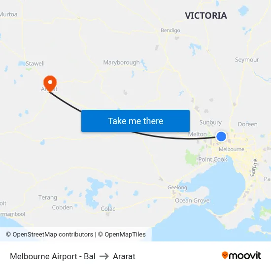 Melbourne Airport - Bal to Ararat map
