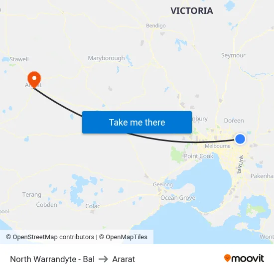 North Warrandyte - Bal to Ararat map