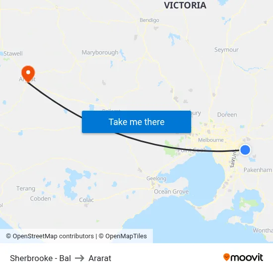 Sherbrooke - Bal to Ararat map