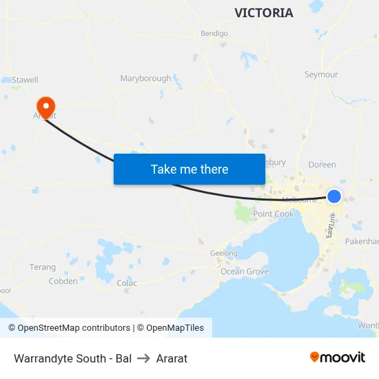 Warrandyte South - Bal to Ararat map